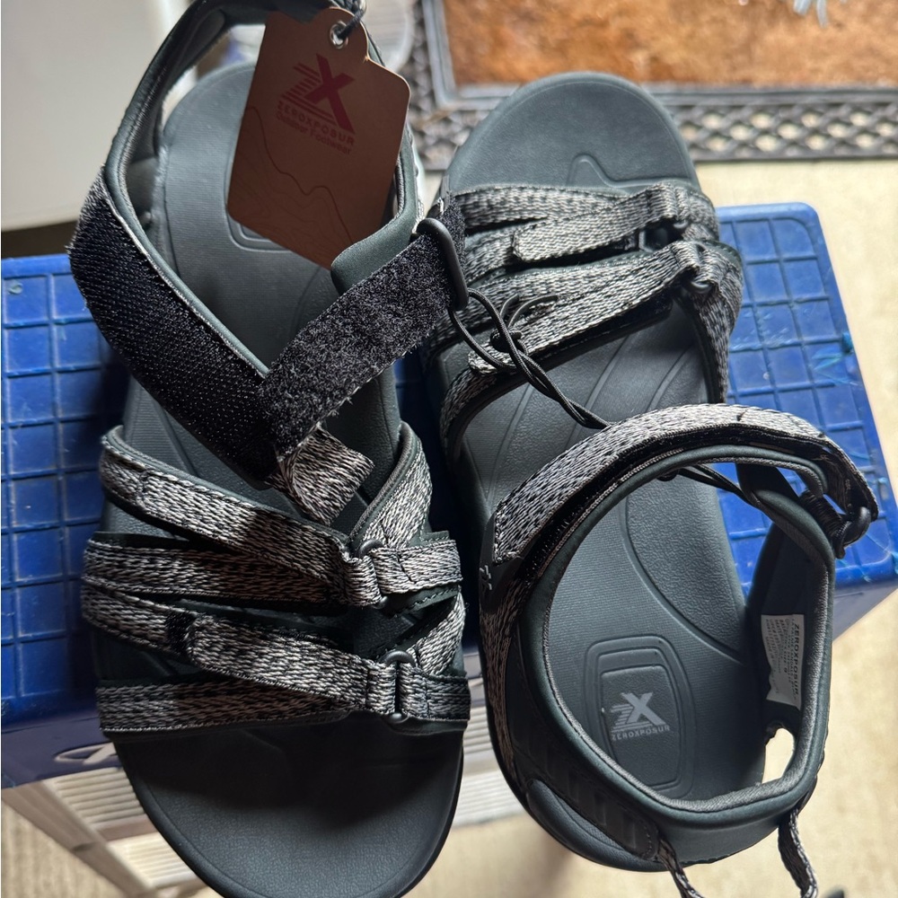 Black and Gray Sandals